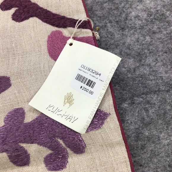 Kuk May Pillow Shams Abstract Purple Embroidered 20 x 20‎ Set Of 2 NWT 24 x 19 - Picture 4 of 12